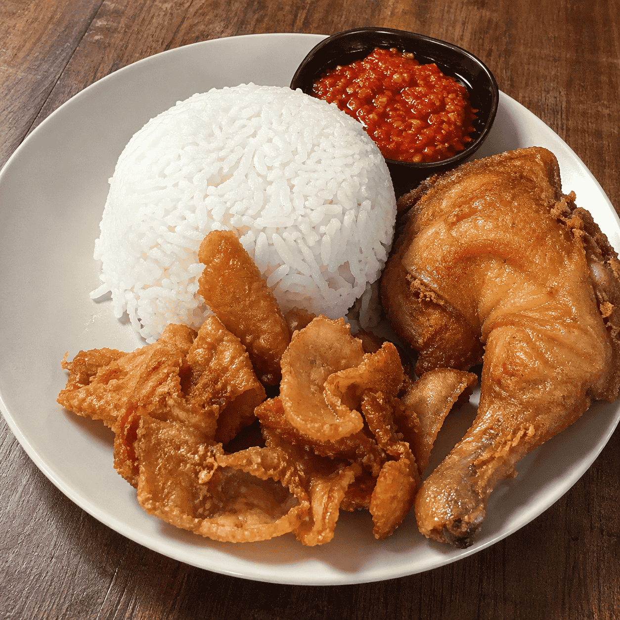Nasi + Kulit + Ayam + Sambal
